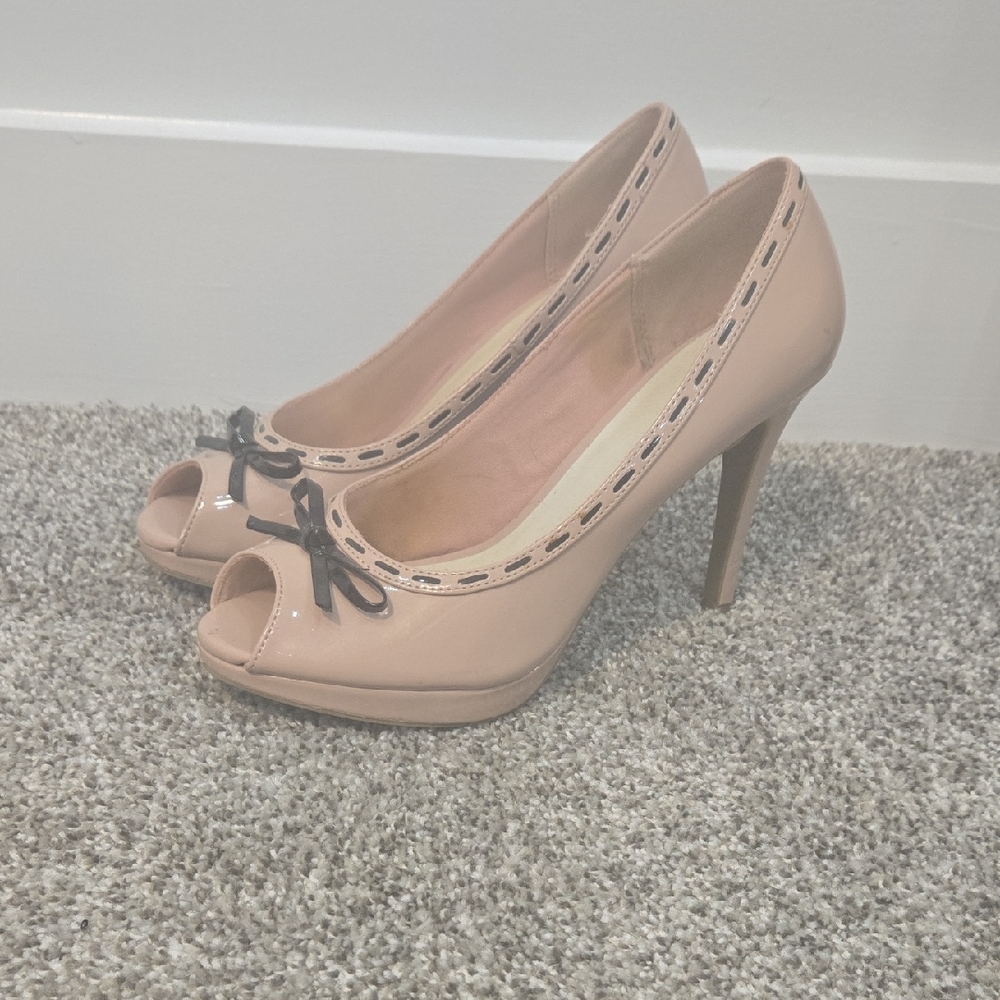 Elegant Nude Peep-Toe Heels